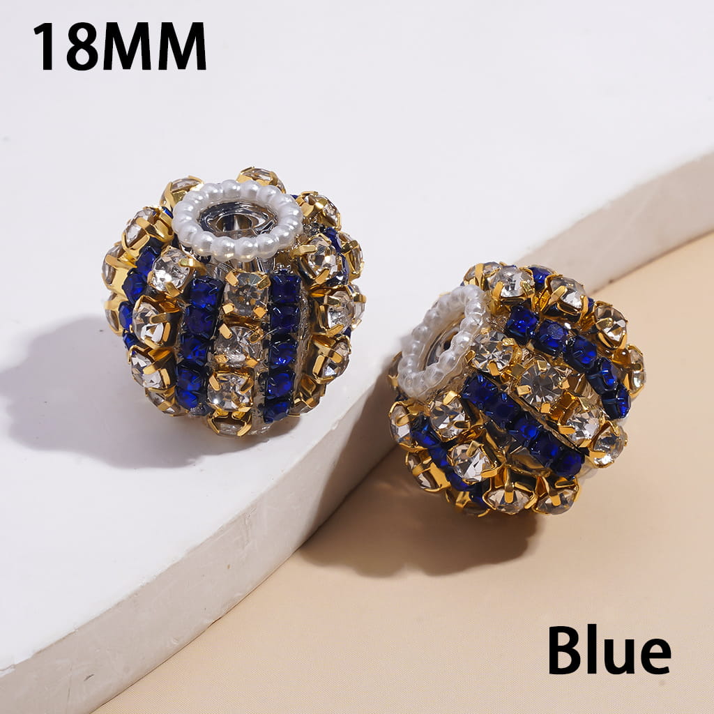 Handmade Acrylic Beads with Multi-Color Rhinestone Chains and White Pearl Chains in Alloy Claw Settings 18MM