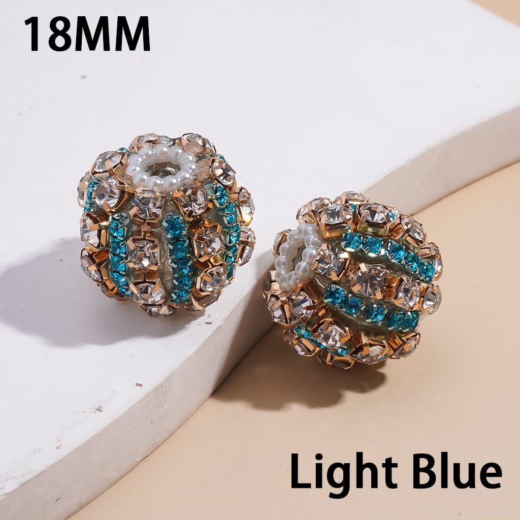 Handmade Acrylic Beads with Multi-Color Rhinestone Chains and White Pearl Chains in Alloy Claw Settings 18MM