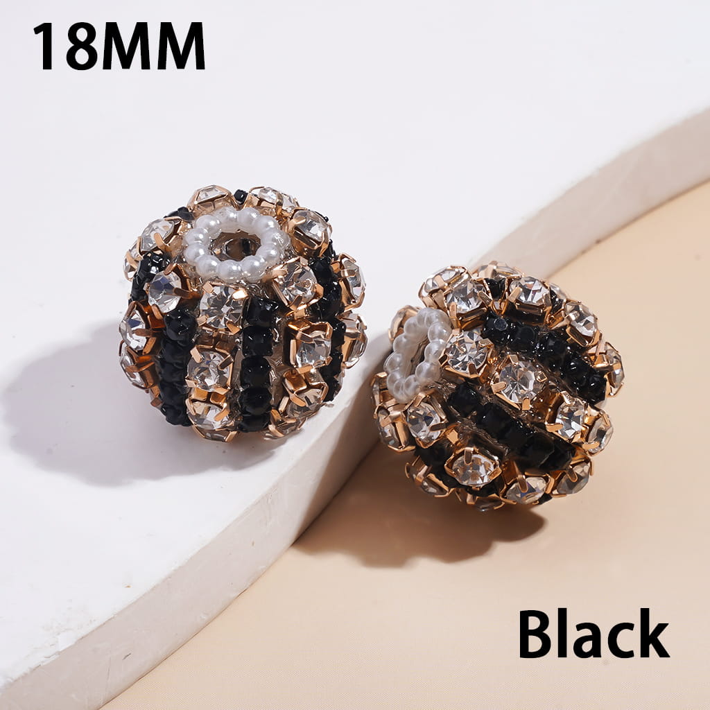 Handmade Acrylic Beads with Multi-Color Rhinestone Chains and White Pearl Chains in Alloy Claw Settings 18MM