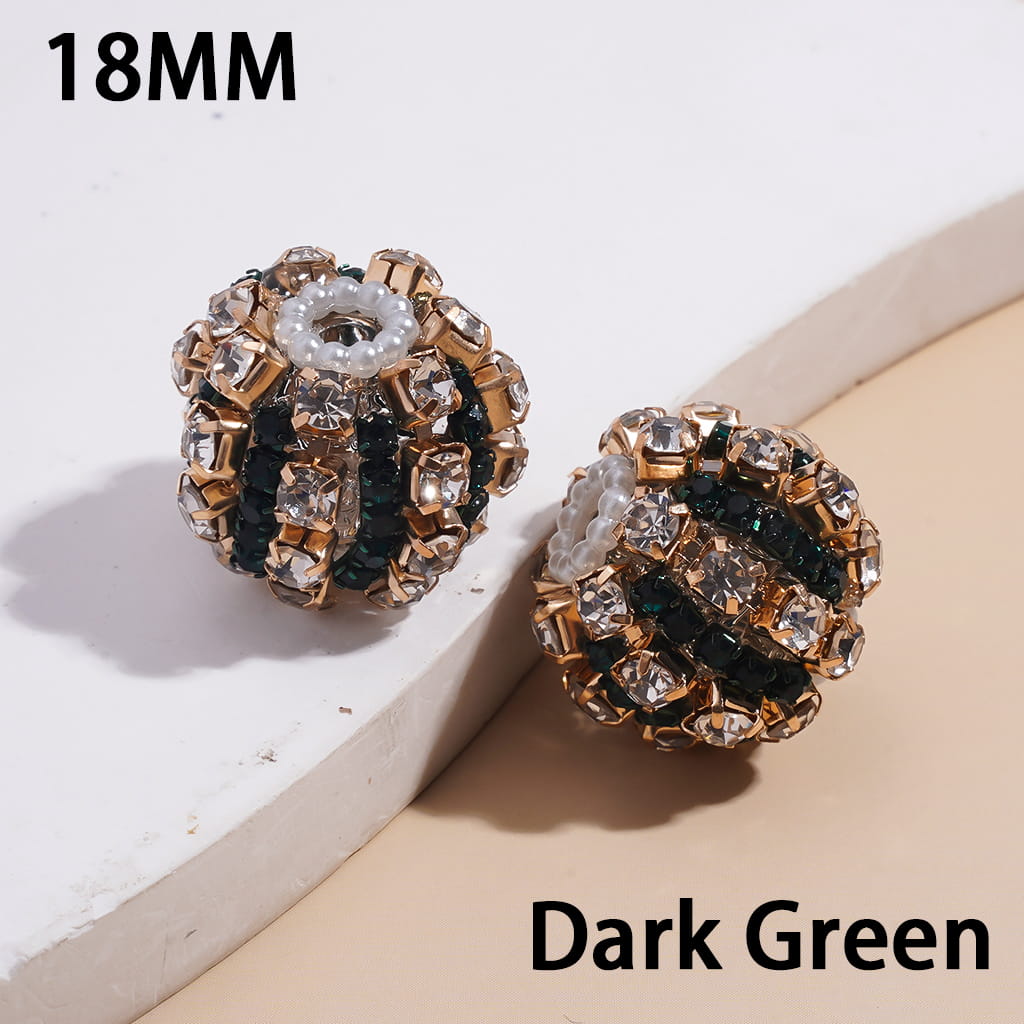 Handmade Acrylic Beads with Multi-Color Rhinestone Chains and White Pearl Chains in Alloy Claw Settings 18MM