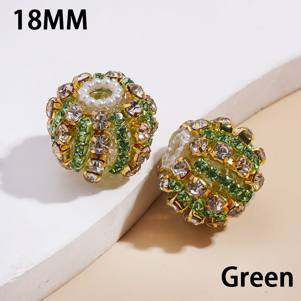Handmade Acrylic Beads with Multi-Color Rhinestone Chains and White Pearl Chains in Alloy Claw Settings 18MM