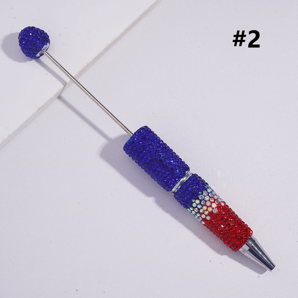 Beadable Clay Pens with Sparkling Rhinestones in Three Layer Covered the Entire Pens, Multi-Color