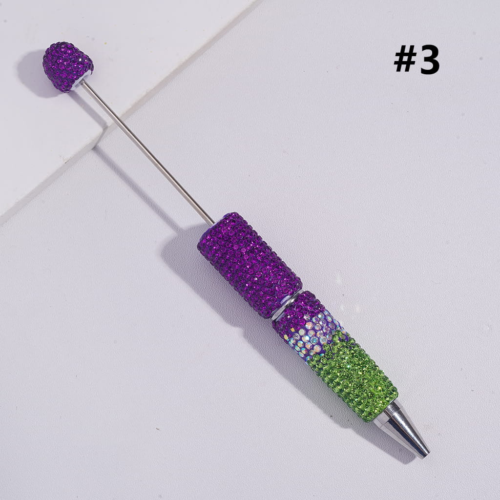 Beadable Clay Pens with Sparkling Rhinestones in Three Layer Covered the Entire Pens, Multi-Color