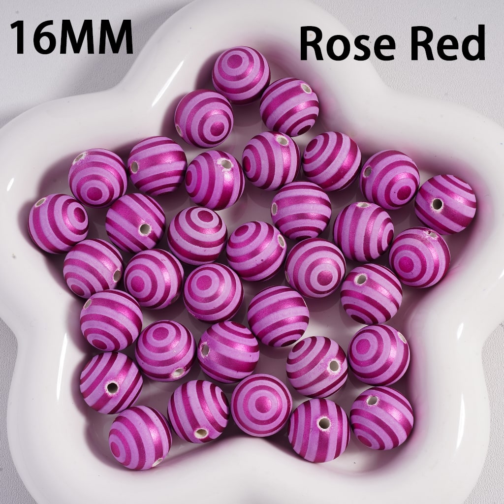 Cute Swirl & Stripe Metallic Christmas Colors Round Acrylic Beads 16mm Random Mix