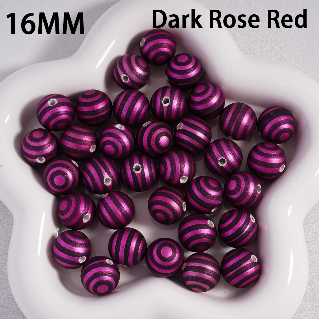 Cute Swirl & Stripe Metallic Christmas Colors Round Acrylic Beads 16mm Random Mix