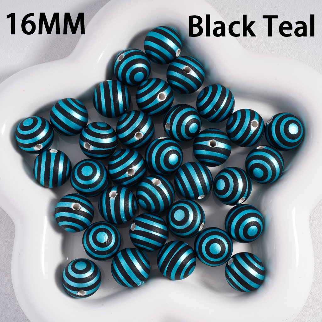 Cute Swirl & Stripe Metallic Christmas Colors Round Acrylic Beads 16mm Random Mix