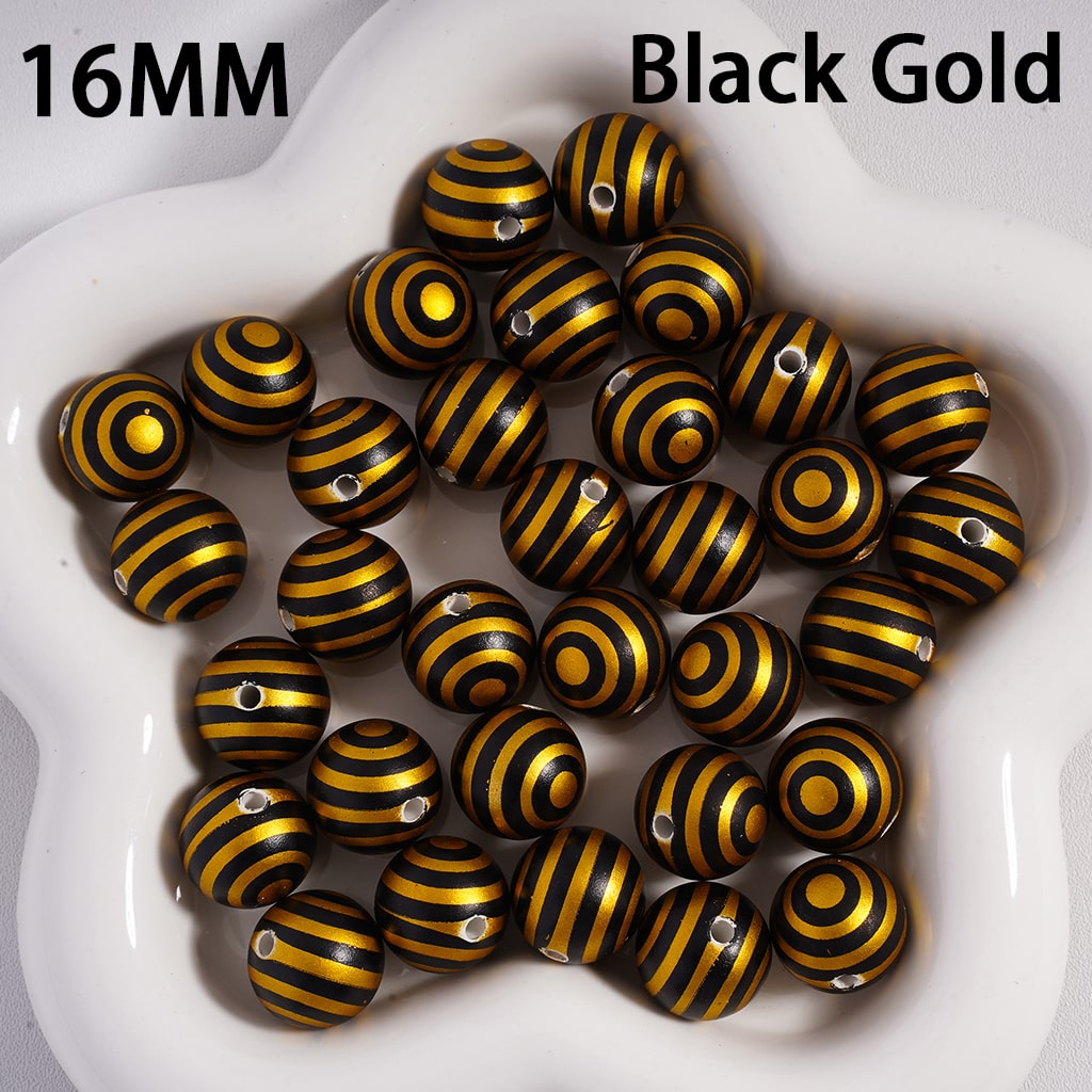 Cute Swirl & Stripe Metallic Christmas Colors Round Acrylic Beads 16mm Random Mix