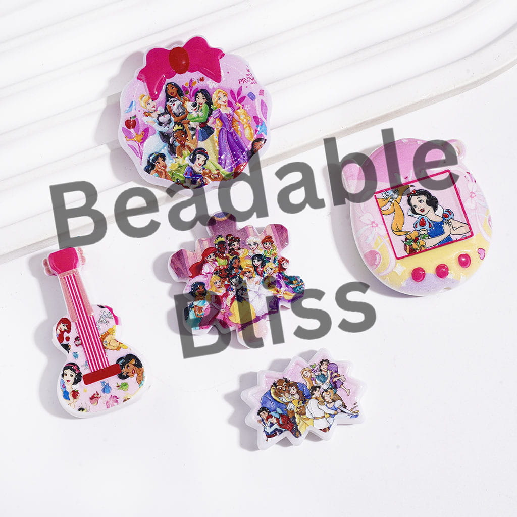 Acrylic Beads and Pendants Beautiful Princess Character Series, Random Mix