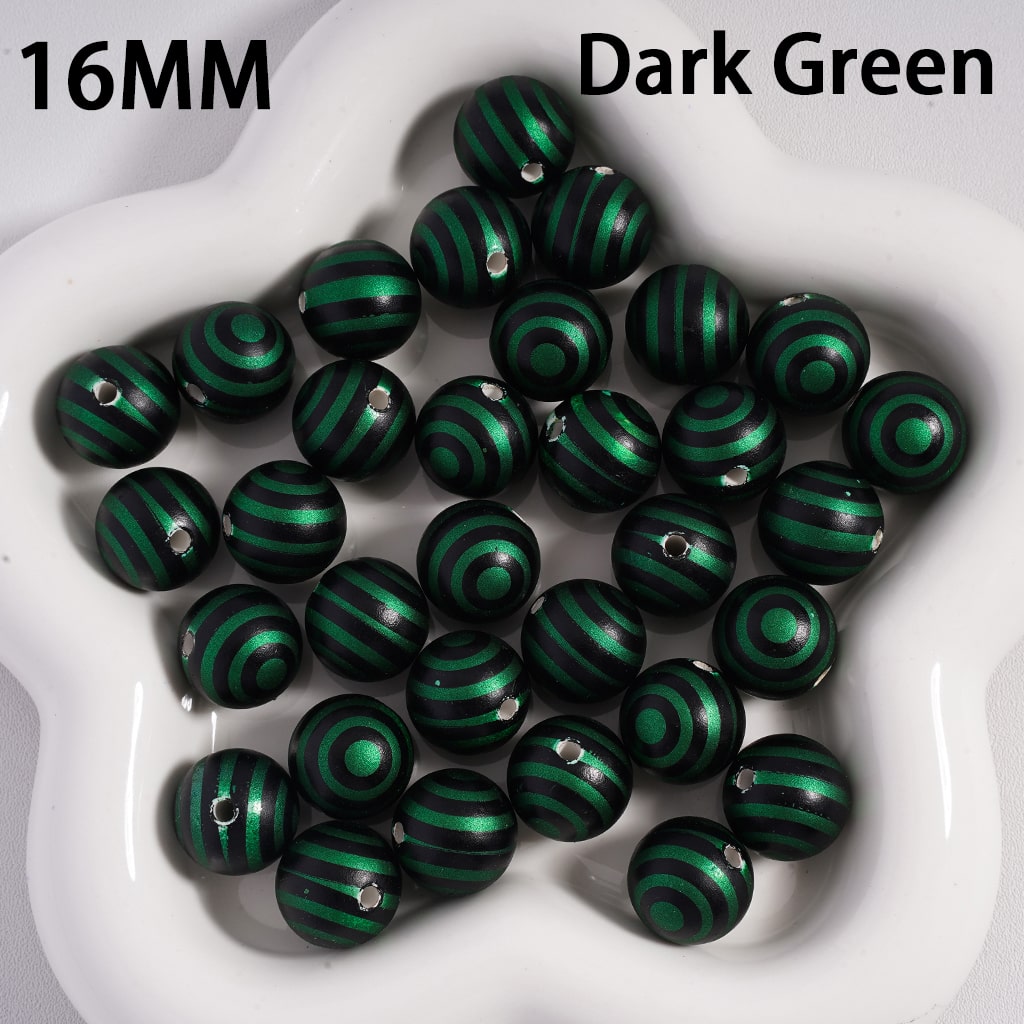 Cute Swirl & Stripe Metallic Christmas Colors Round Acrylic Beads 16mm Random Mix