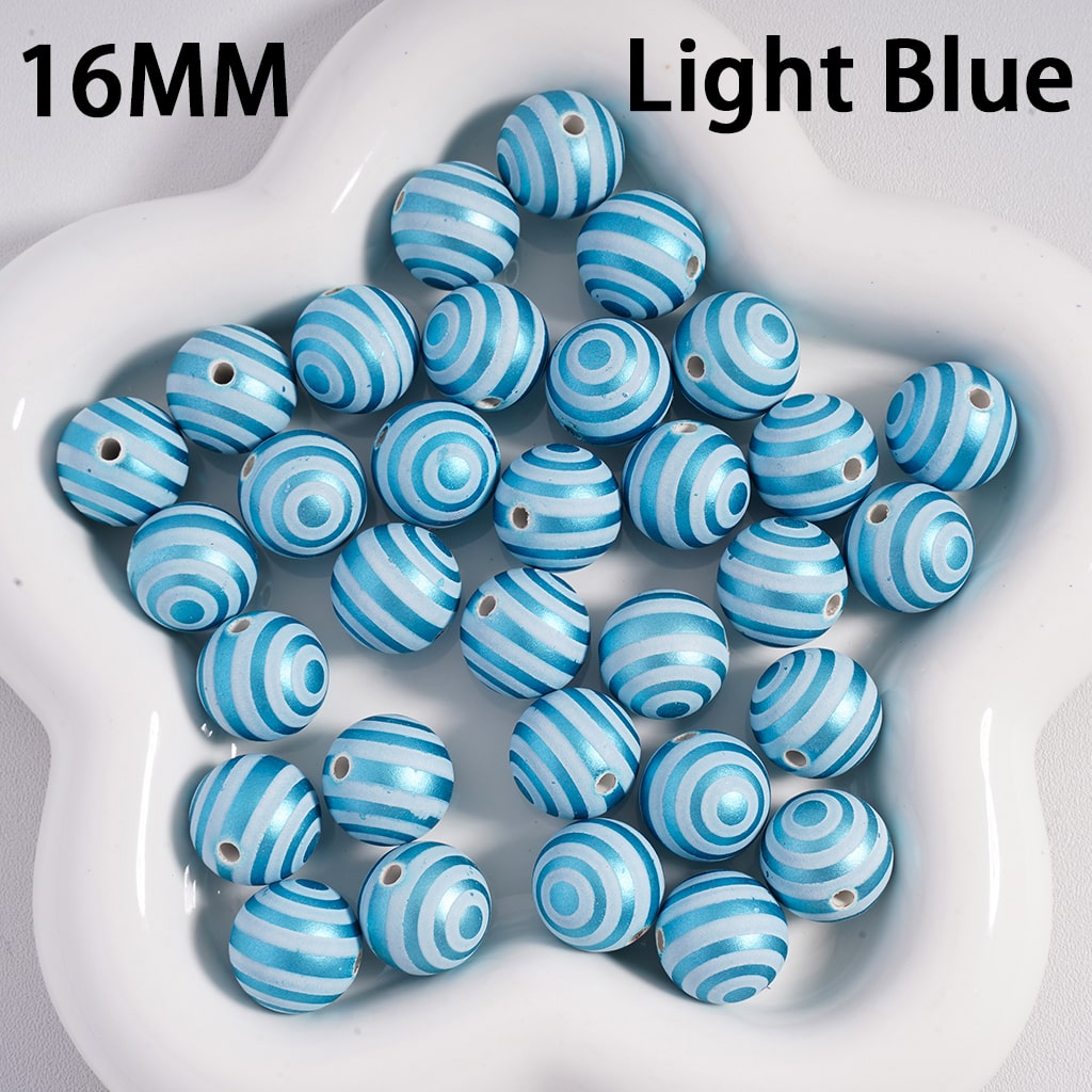 Cute Swirl & Stripe Metallic Christmas Colors Round Acrylic Beads 16mm Random Mix