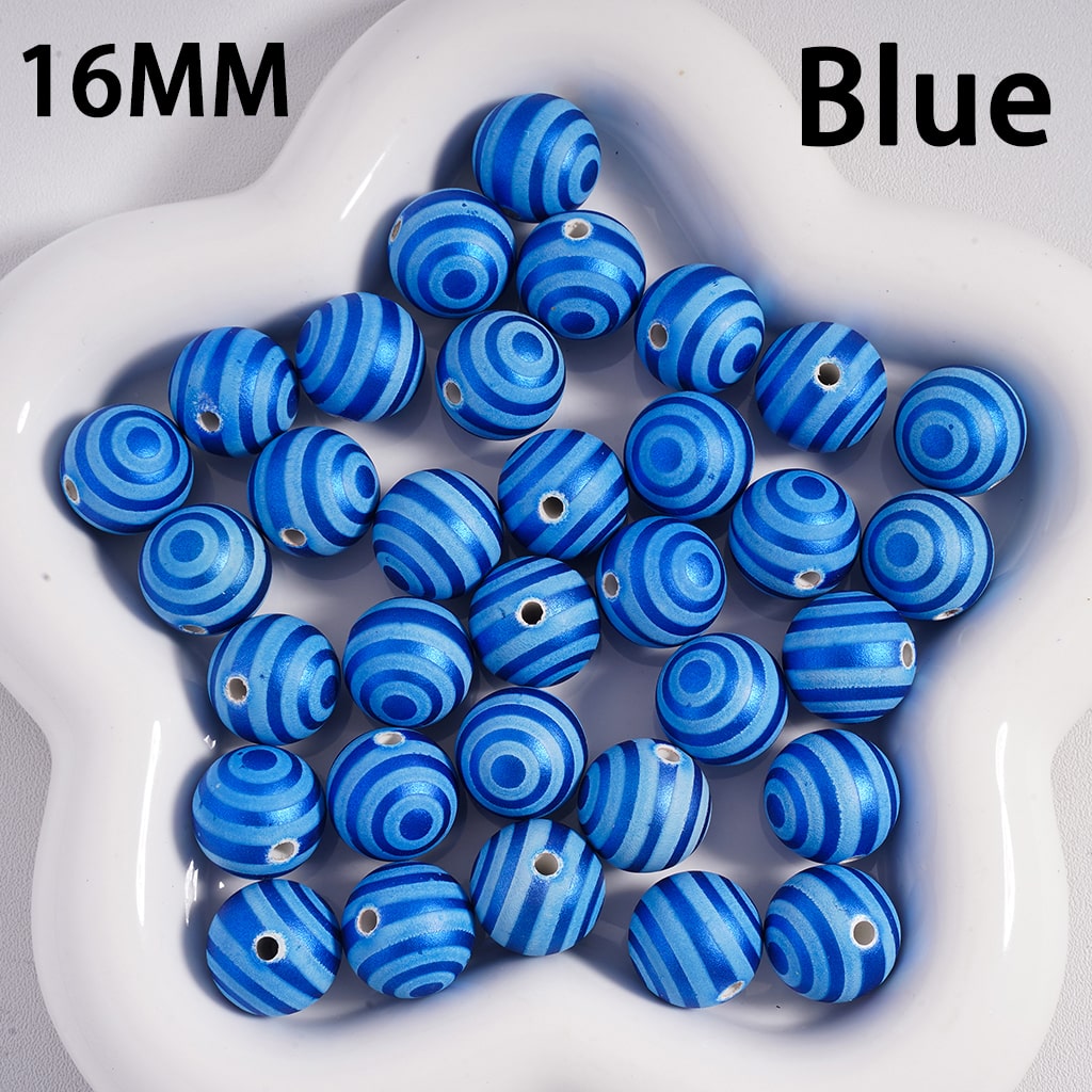 Cute Swirl & Stripe Metallic Christmas Colors Round Acrylic Beads 16mm Random Mix