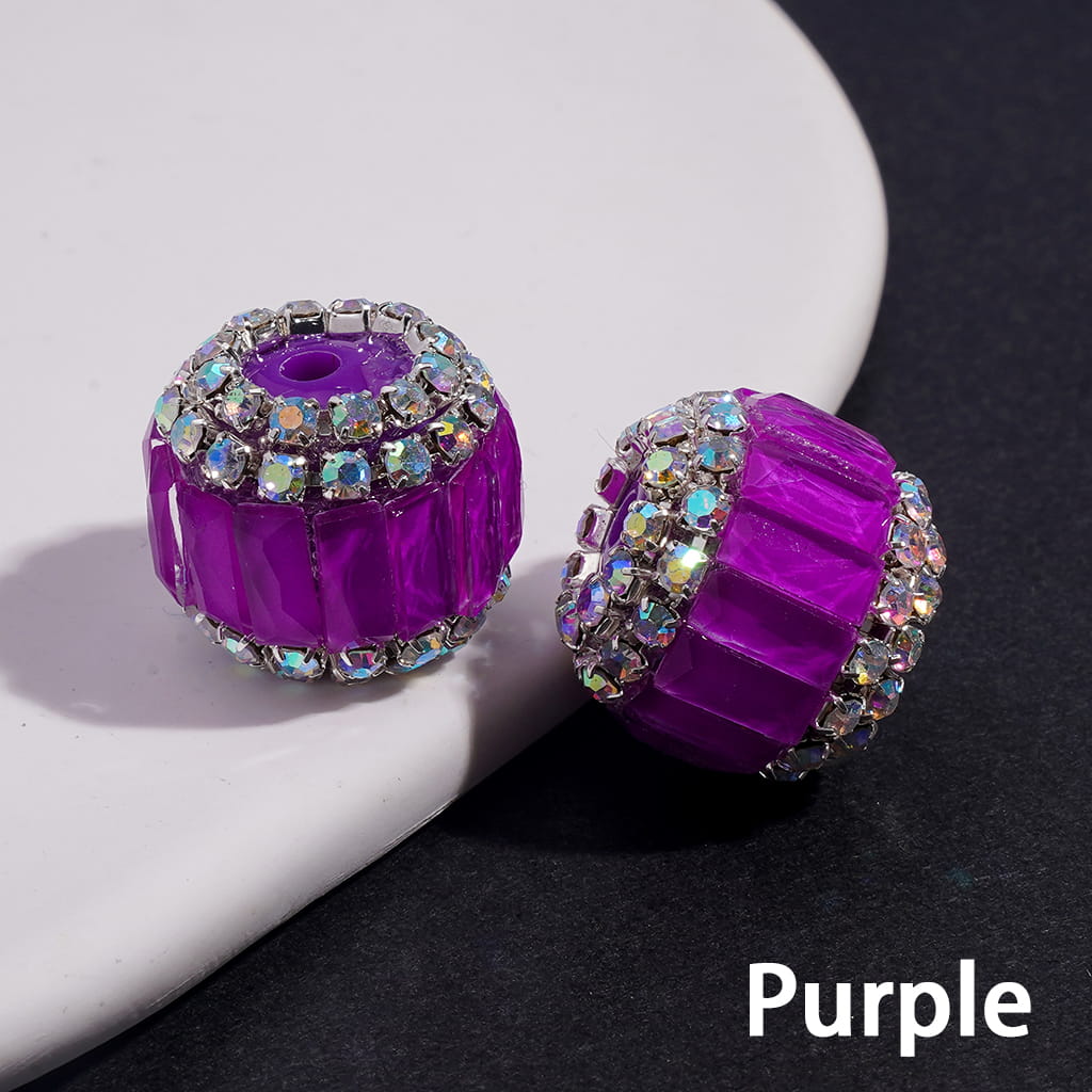 Rectangular Rhinestones and Double-Layer AB Rhinestone Chains in Fluorescent Colors Handmade Acrylic Beads 16MM
