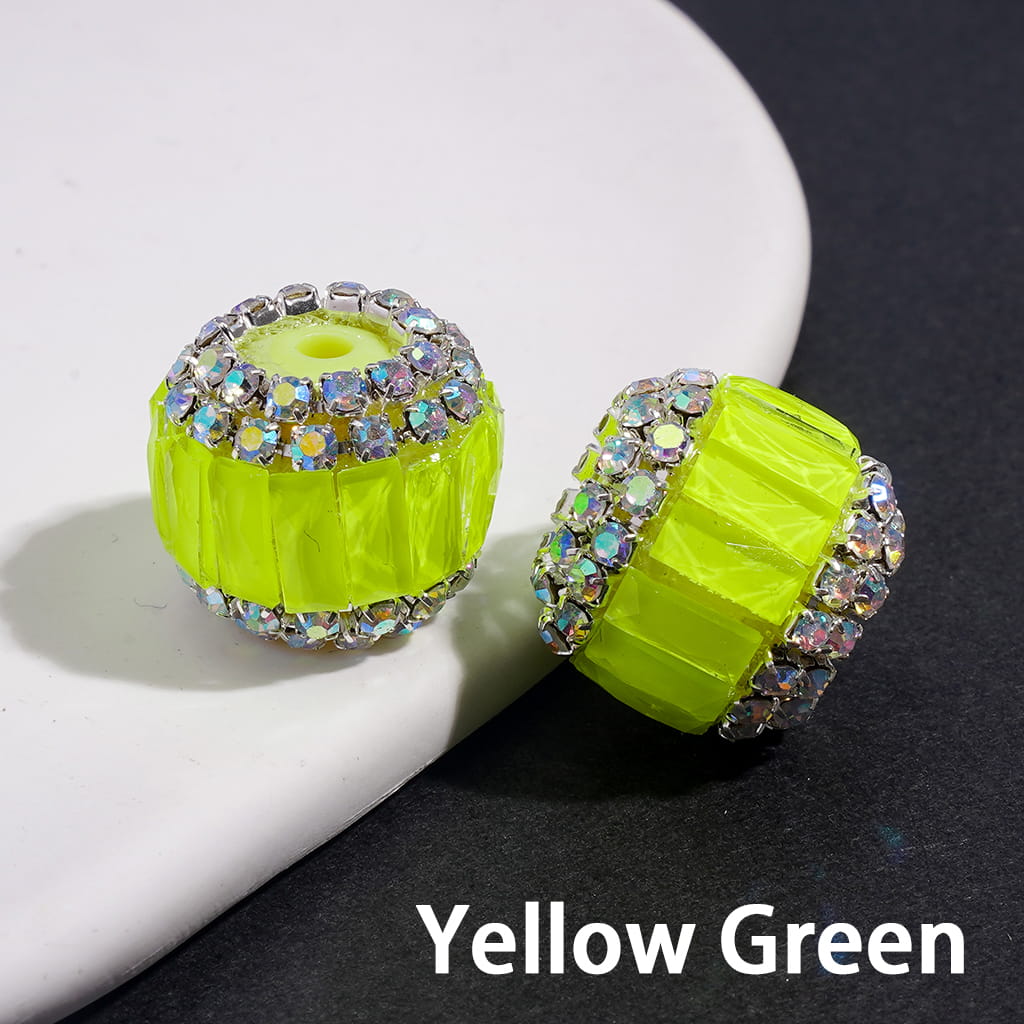 Rectangular Rhinestones and Double-Layer AB Rhinestone Chains in Fluorescent Colors Handmade Acrylic Beads 16MM
