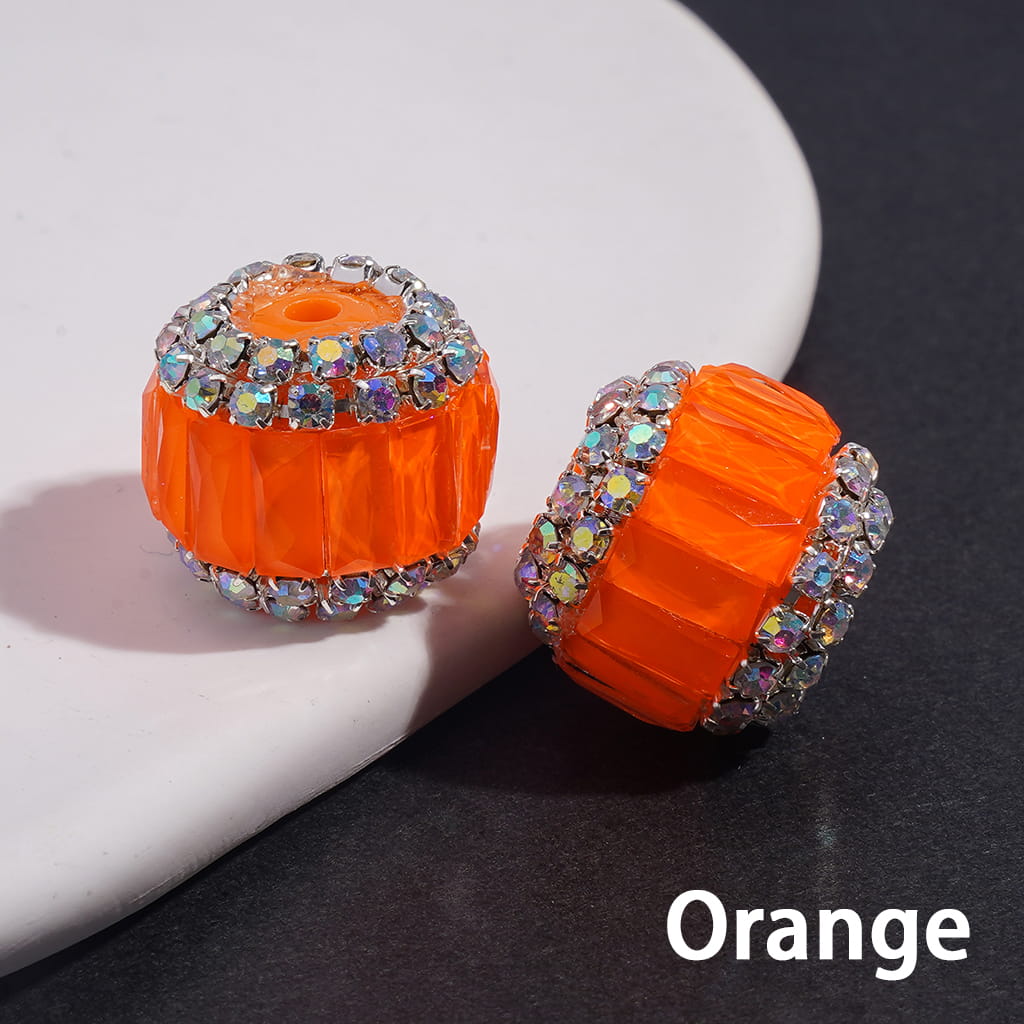 Rectangular Rhinestones and Double-Layer AB Rhinestone Chains in Fluorescent Colors Handmade Acrylic Beads 16MM
