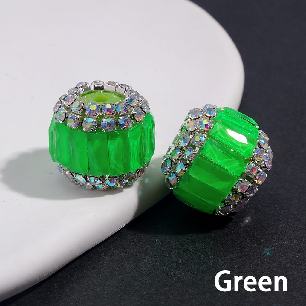 Rectangular Rhinestones and Double-Layer AB Rhinestone Chains in Fluorescent Colors Handmade Acrylic Beads 16MM
