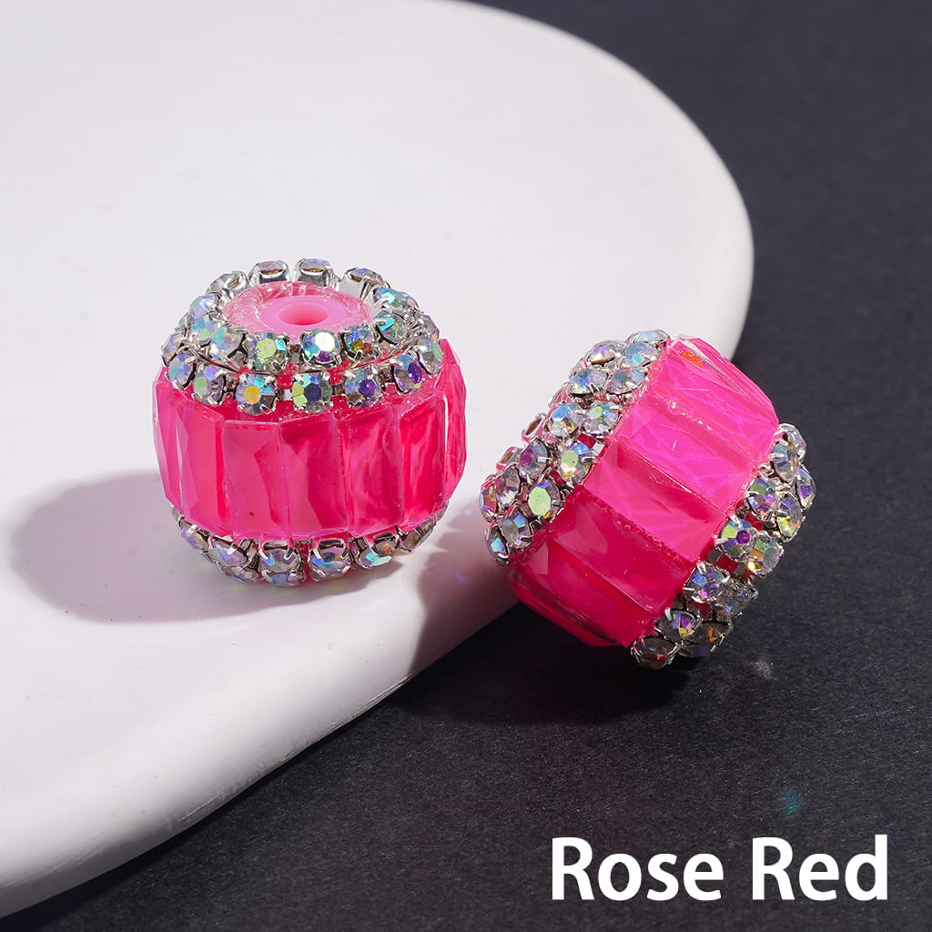 Rectangular Rhinestones and Double-Layer AB Rhinestone Chains in Fluorescent Colors Handmade Acrylic Beads 16MM