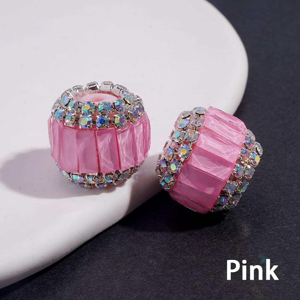 Rectangular Rhinestones and Double-Layer AB Rhinestone Chains in Fluorescent Colors Handmade Acrylic Beads 16MM