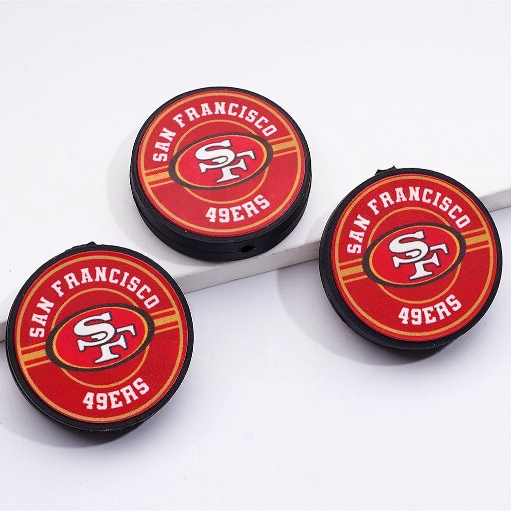 USA America Football Teams Sa Francisc 49e Round Silicone Focal Beads