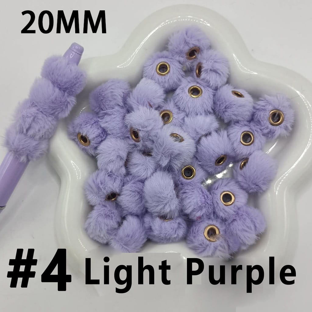 Cute Solid Colored Pom Pom Fluffy Hard Beads, 20MM