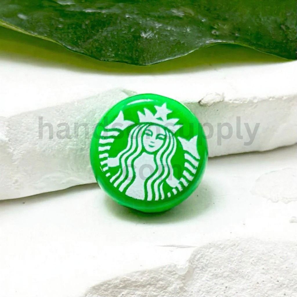 Coffee Theme Round Flat Acrylic Beads Café Sign Style 17mm