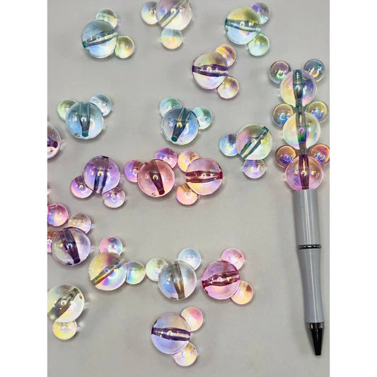 UV Finish See-thru Acrylic Beads, Cartoon Mouse Head, Random Mix, SJL