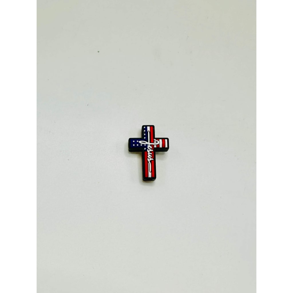 The US Flag with Cross Design, American Flag Jesus Silicone Focal Beads