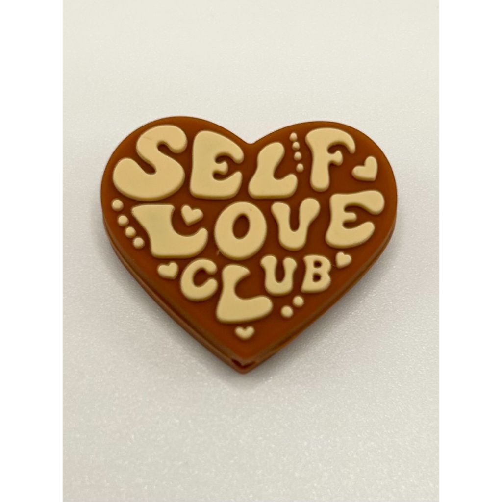 Heart Self Love Club Silicone Focal Beads, 23mm by 27mm