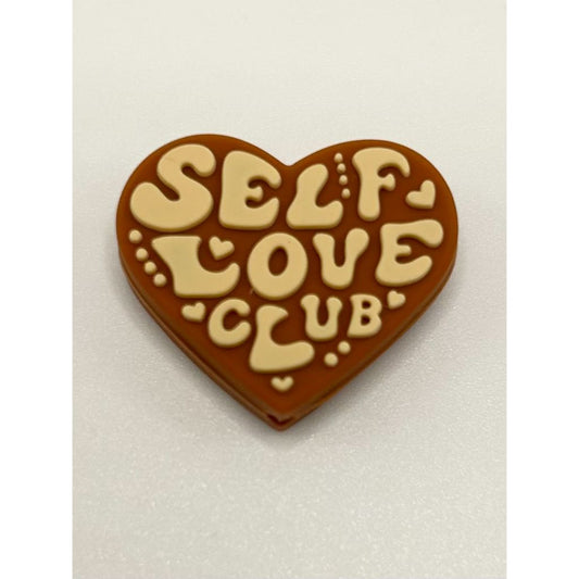 Heart Self Love Club Silicone Focal Beads, 23mm by 27mm