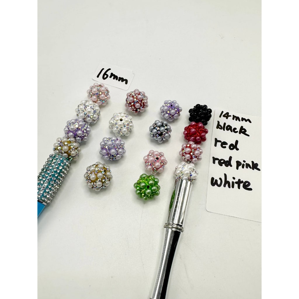 Clay Beads with Flat Back Pearls and Clear Rhinestones, White, ZY, Please Read Description