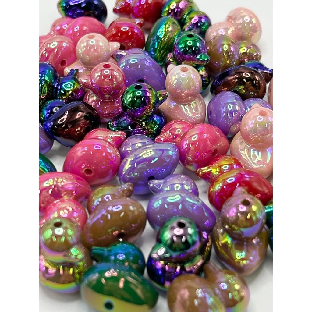 Glossy Cute Mini Ducklings Acrylic Beads, Random Mix