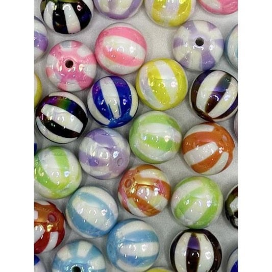 Stripes Candy Color Acrylic Beads, Random Mix Color
