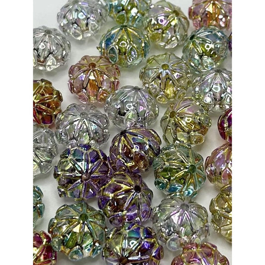 UV Finish Pumpkin Lantern Shape with Pattern Dazzling Acrylic Beads