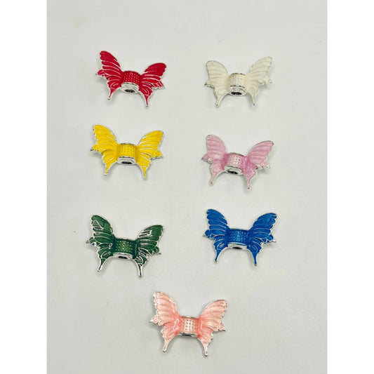 Metal Angel Wings Butterfly Spacers, Single Side Painted, Back Silver Color, Random Mix, YY