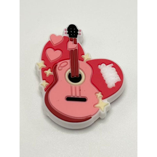 Cute Pink Guitar Love Songs Heart Silicone Focal Beads
