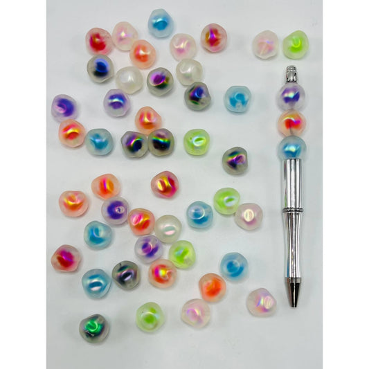 UV Finish Double Layer Acrylic Beads with Uneven Surface and Frosty, 16 mm, Random Mix, ZA