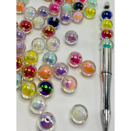 Shiny Clear See-through Double Layer Acrylic Beads, 16mm, Random Mix, LD