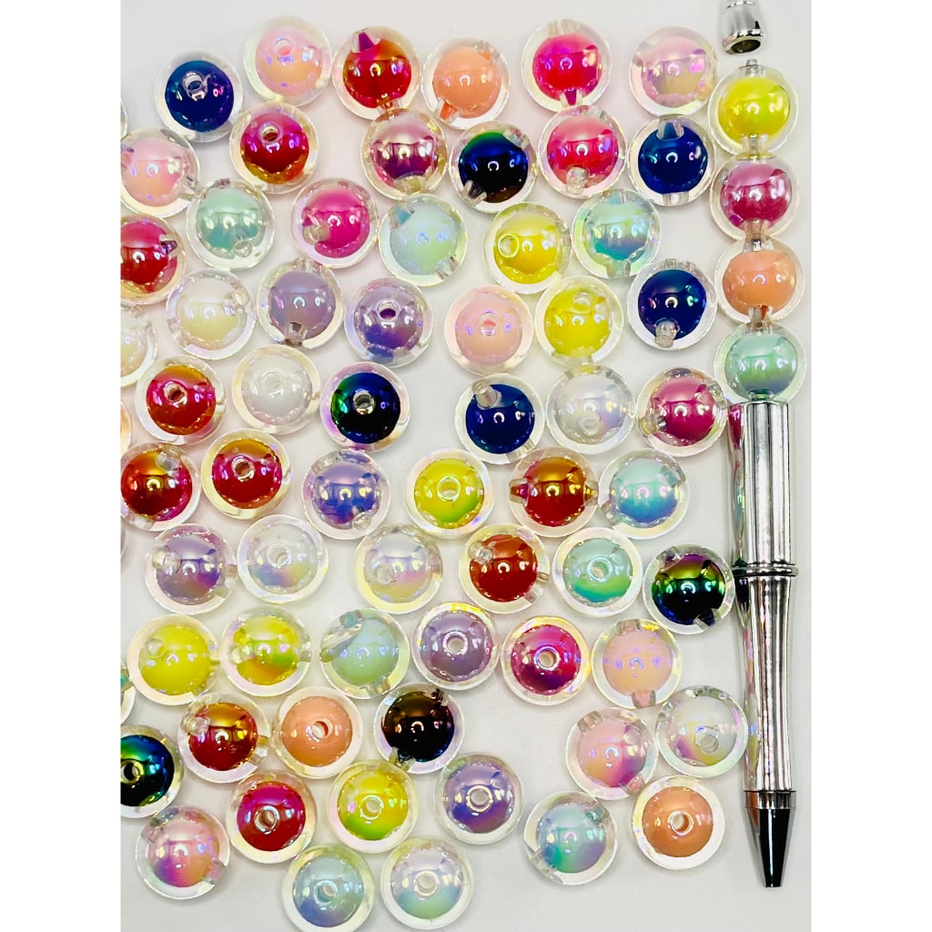 Shiny Clear See-through Double Layer Acrylic Beads, 16mm, Random Mix, LD