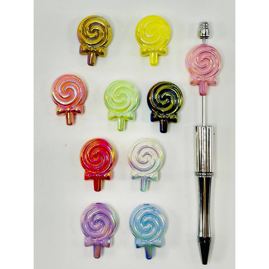 Lollipop Lolly Luminous Acrylic Beads with Bowtie, 32mm by 22mm, HS