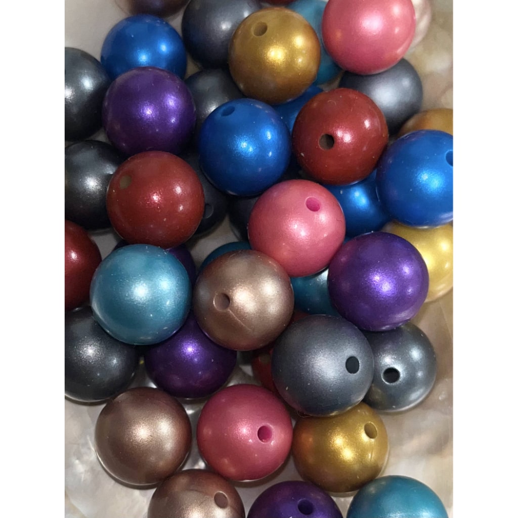Solid Colored Metallic Finish Opal Silicone Beads 15mm