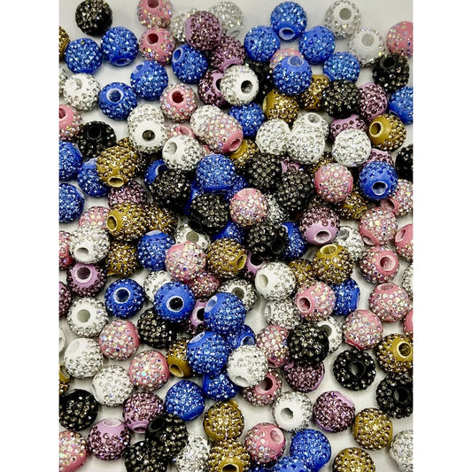 Rhinestones with Clay Beads , 14mm, Large Hole