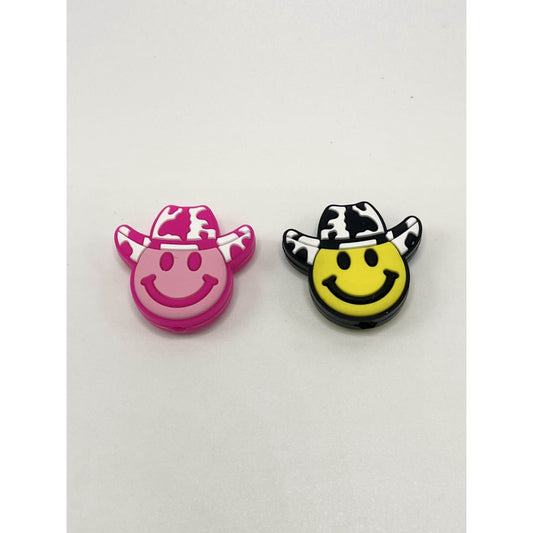 Mini Smiley Face with Texas Football Hat Silicone Focal Beads