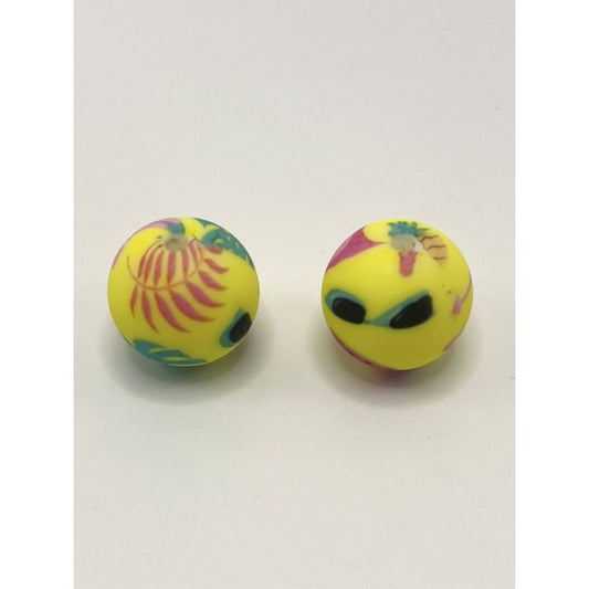 Printed Summer Eyeglasses Yellow Silicone Beads Number 315