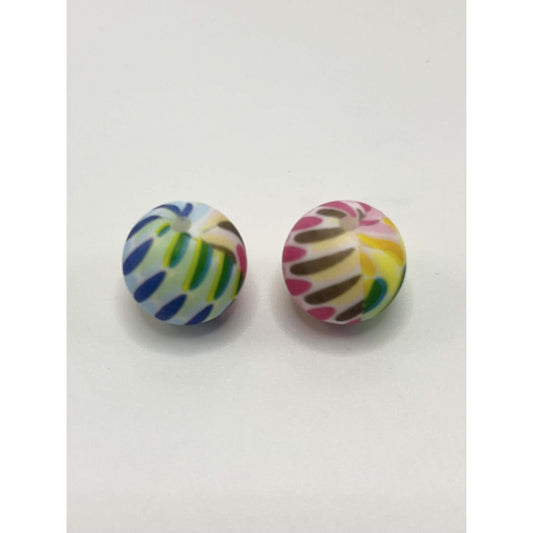 Printed Colorful Lines Silicone Beads Number 351
