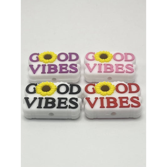 Sunflower with Good Vibes Silicone Focal Beads