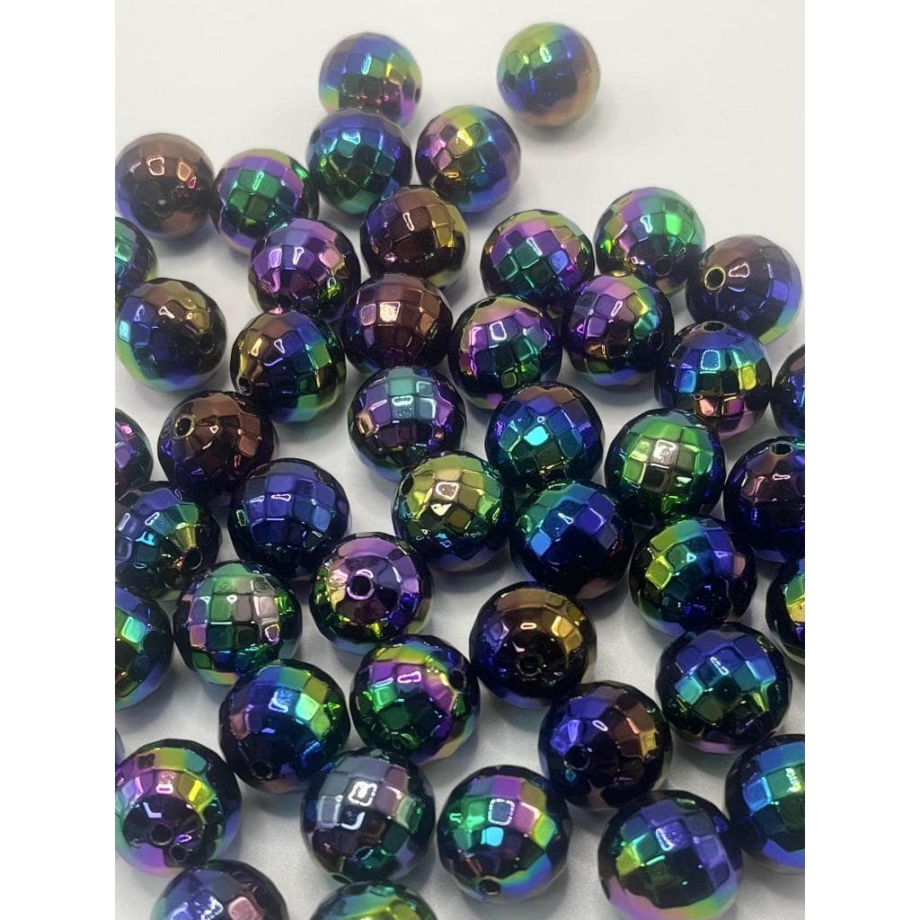 UV Finish Faceted Disco Acrylic Beads 16mm