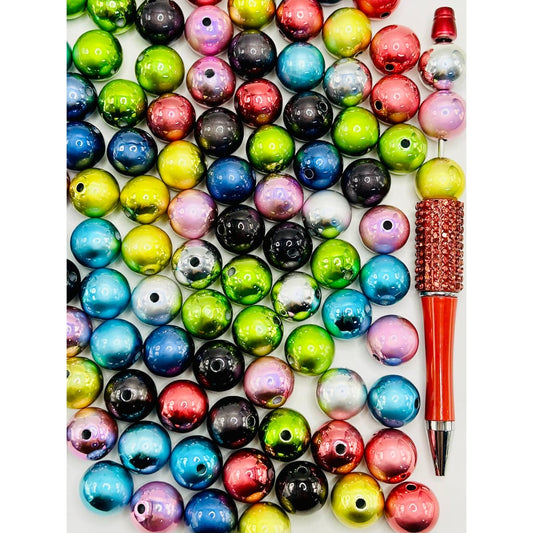 Round Glossy Metallic Acrylic Beads, 16mm, CM