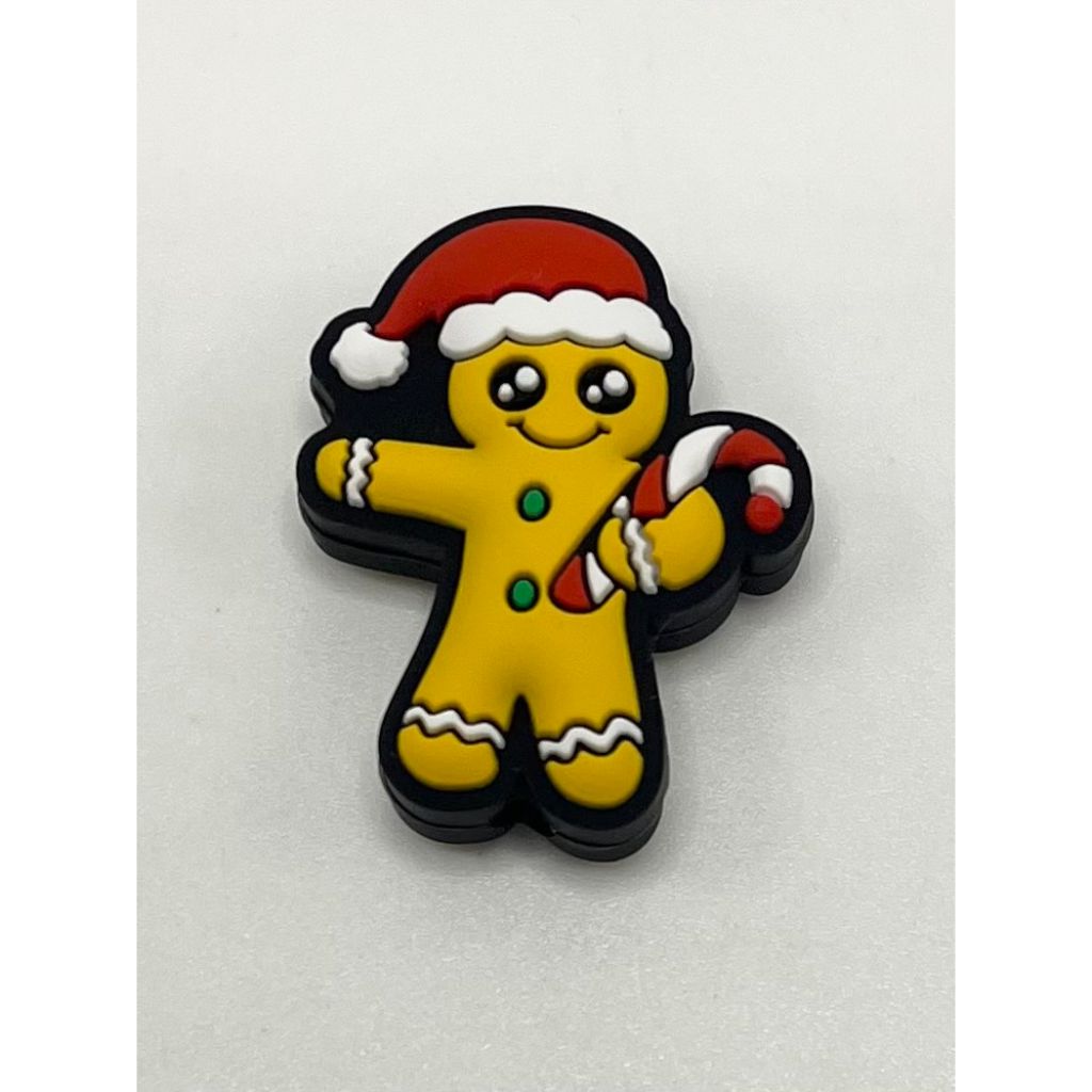 Gingerbread Cookie Christmas Baby with Candy Cane Silicone Focal Beads