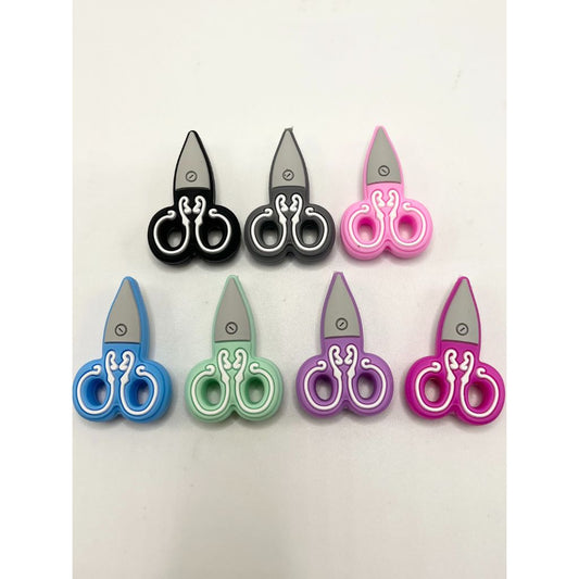 Hair Dresser Coiffeur Barber Scissors Silicone Focal Beads, Random Mix Color