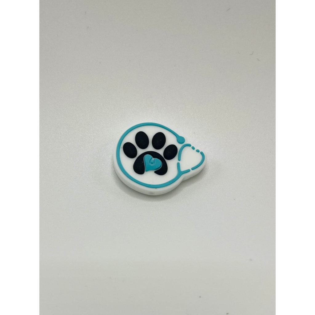 Heart Paw Print Vet Stethoscope Silicone Focal Beads