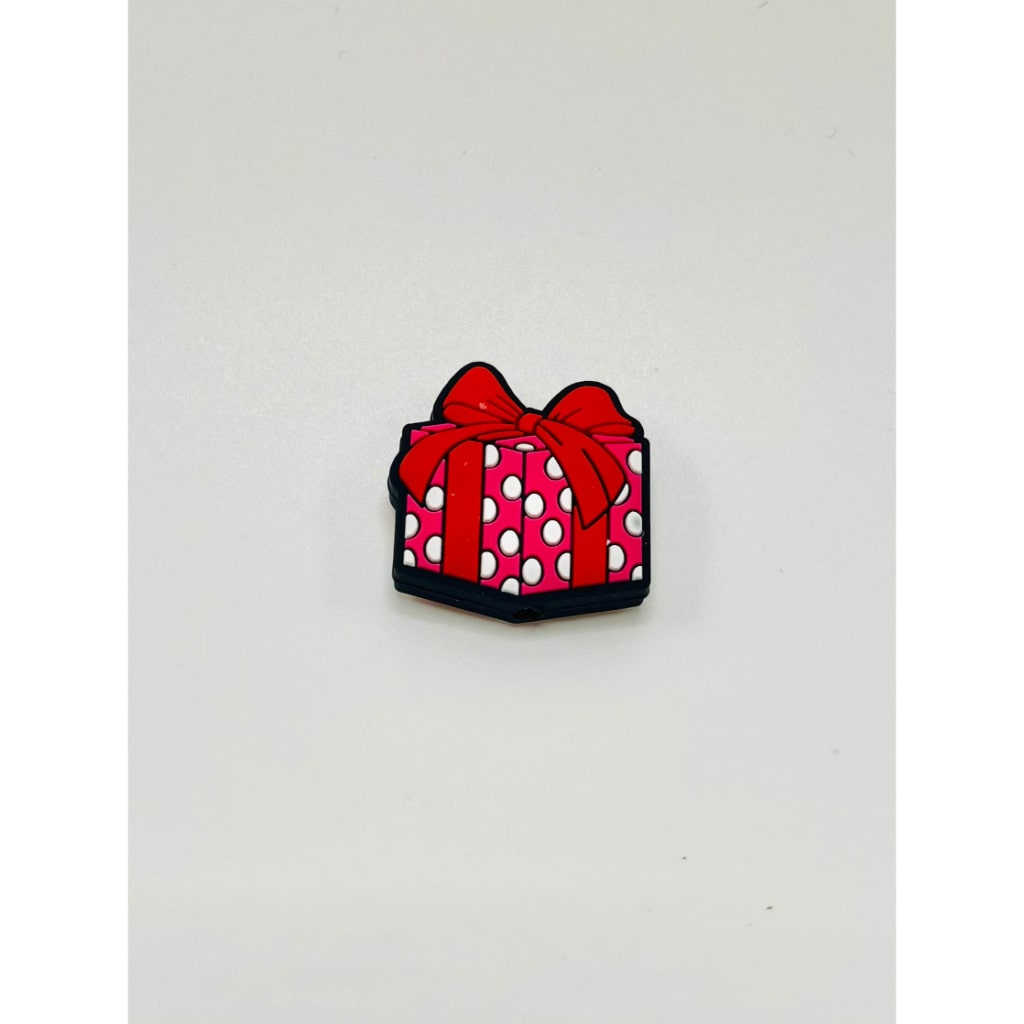 Christmas Polka Dots Gift Box Silicone Focal Beads